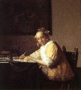 Jan Vermeer A Lady Writing a Letter painting